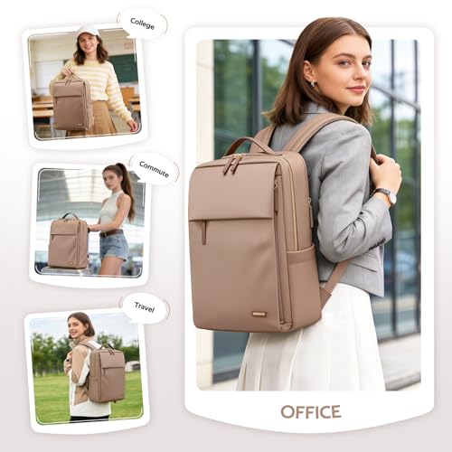 GOLF SUPAGS Travel Laptop Backpack for Women Airline Approved for Work College Travel Multi-Functional Casual Daypack Teacher Nurse Bags Fits 15.6 Inch Notebook (Champagne) - color: Champagne