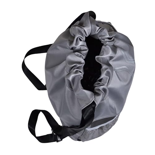 Nupouch Drawstring Backpack: Lightweight, Water-Resistant, Reflective Gym Bag w/Shoe Compartment for Travel, Hiking, Sports - color: Gray