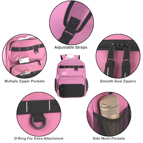 Summit Ridge Travel Backpack for Men and Women, Spacious Work Daypack with Water Bottle Pockets (Pink) - color: Pink