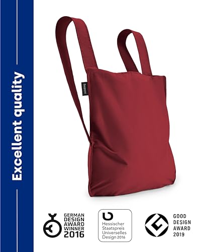 Notabag Original 2 in 1 Backpack and Bag – waterproof – reusable grocery bags – clever design for more flexibility - color: Wine Red