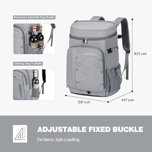 Maelstrom 35/50Can Insulated Cooler Backpack, Leakproof Soft Lunch Ice Bag - color: Grey, size: 35 Can
