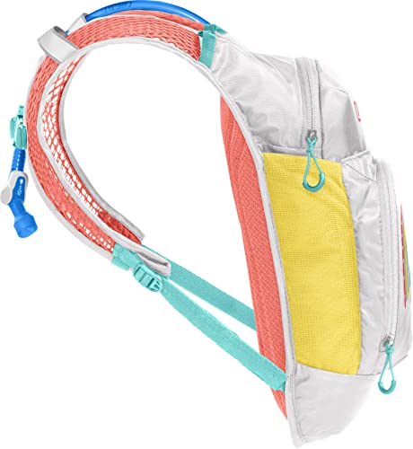 CamelBak Mini M.U.L.E. Kids Hydration Backpack, Lightweight Trail and Bike Pack with 50oz Reservoir - color: Grey/Rainbow