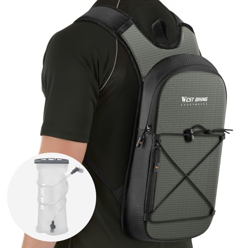Hydration Backpack with 2L TPU Water Bladder, Lightweight Hiking Water Backpack, Running Hydration Pack for Cycling Climbing Camping Rave, Hydropack for Men Women - color: Black-gray