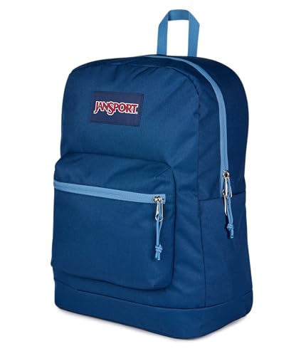 JanSport Cross Town Plus Backpack - Large Main Compartment, Side Water Bottle Pocket, 15-Inch Padded Laptop Sleeve - Color Blocked - Navy - color: Color Blocked Navy/Elemental Blue/Ele