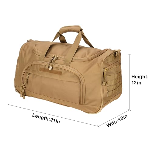 Gym Duffel Bag for Men Sports Duffel Bag with Shoe Compartment (TAN-Model B) - color: TAN-Model B