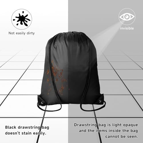 Kuhome 120Pcs Black Drawstring Backpacks Bulk String Bag Cinch Sack Pack Storage Knapsack Polyester Gift Bags Sports Drawstring Bags for Trip Party Gym Bags - color: Black