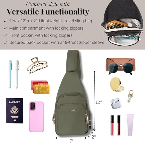 Baggallini Securtex Anti-Theft Daytripper Sling - color: Thyme