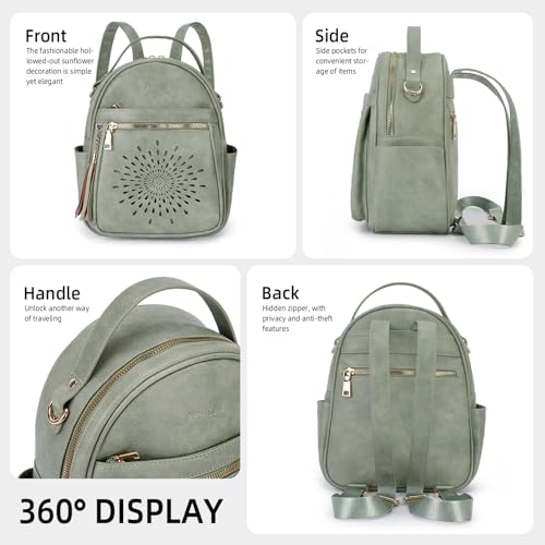 APHISON Small Backpack Purse for Women Cute PU Leather Mini Backpacks Ladies Casual Lightweight Travel Daypack Waterproof - color: 1-green, size: Small
