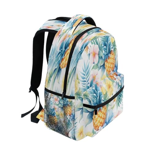 Day Backpack for Women Men Fashion Laptop Bag with Chest Strap Gift Men & Women Sliced Pineapple and Flowers - color: Multicolor15