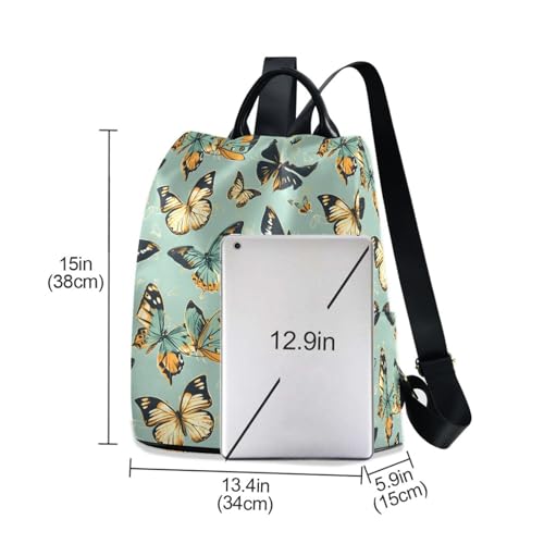MNSRUU Women Backpack Purse Butterflies Colors Are Teal Backpack for Women Anti-theft Shoulder Bag Carry On Backpack Lightweight Rucksack Fashion Travel Ladies Bags - color: Butterflies A9216