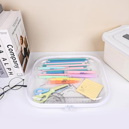 Clear Hard Shell Zipper Case,6PCS Transparent Clear Zipper Pouches,Hard Side Plastic Case Set,Portable Travel Storage Organizer Bins - color: 6pcs-BK-L