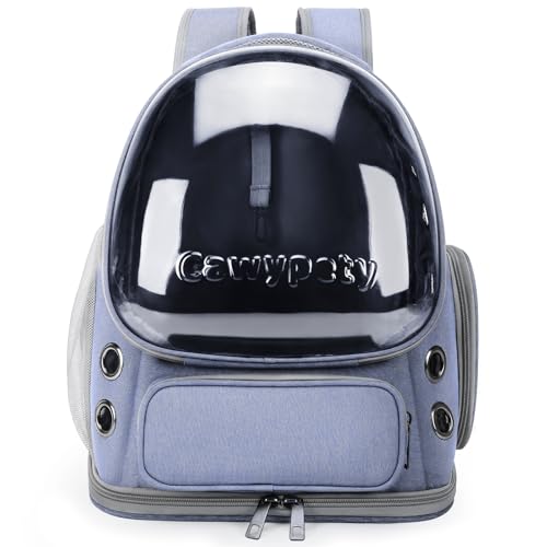Cawypety Cat Backpack Carrier, Breathable Cat Carrier Large Space Bubble Pet Backpack for Kitty Small Dog up to 12lbs, Transparent & Foldable Pet Carrier for Travel Hiking (Blue - color: Blue