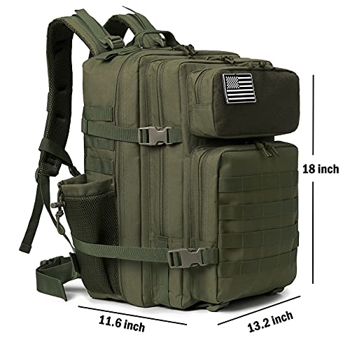 QT&QY 25L/45L Military Tactical Backpack For Men Molle Daypack 3 Day Bug Out Bag Hiking Rucksack With Bottle Holder - color: 45l 1.0 Green