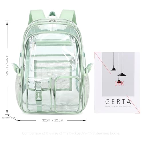 abshoo Large Clear Backpack For Girls Women Heavy Duty Transparent Backpacks Clear School Bookbag (Light Green) - color: Light Green