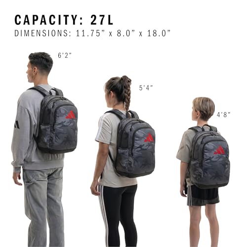 adidas Affiliate School Backpack 28L - color: Woodland Essential Camo Grey Six/Black/Better Scarlet