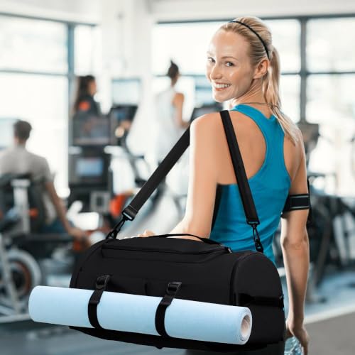 MIYCOO Gym Bag for Men Women with Shoes Compartment - Duffle Bag, Travel Backpack, Sports Backpack, Weekender Overnight Bag with Wet Pocket - Black - color: Black -Style2
