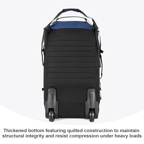 85L 29“ Foldable Rolling Backpack with Wheels, Soft-side Travel Duffle Bag with Separate Shoe Compartment, Full Quilted Bottom,Navy Blue - color: Navy Blue