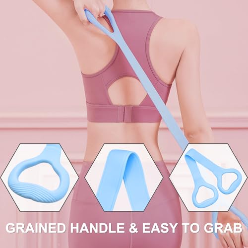 LEZER Figure 8 Resistance Band, Fitness Elastic Rope, Execrise Workout for Arm, Back, Chest and Shoulder, Yoga, Pilates, Stretching, Physical Therapy Equipment - style: Blue;20 lbs