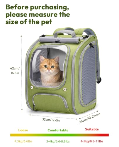Pecute Cat Backpack Carrier,Large Space Cat Bubble Backpack,Light Green - color: Light Green, size: 12.6"L x 10.2"W x 16.5"H