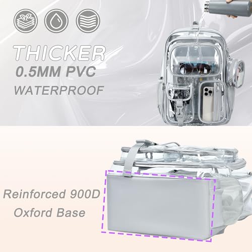 Clear Backpack for School,18 Inch Extra Large Heavy Duty Bookbag for Girls and Boys,Durable See Through PVC Transparent School Backpack for TravelGrey - color: Grey