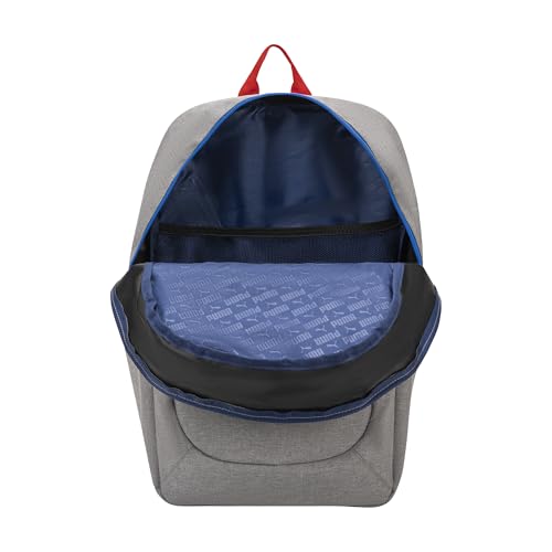 PUMA Rally 300 Backpack, Light Pastel Grey, OS - color: Heather Grey/Racing Blue/Red