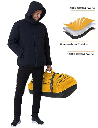 Ubon Large Duffel Bag Weekender Bags with Shoe Compartments 4-Way Sports Gym Backpack with Padded Straps Camping Traveling Duffle Bag - color: Yellow, size: 65L