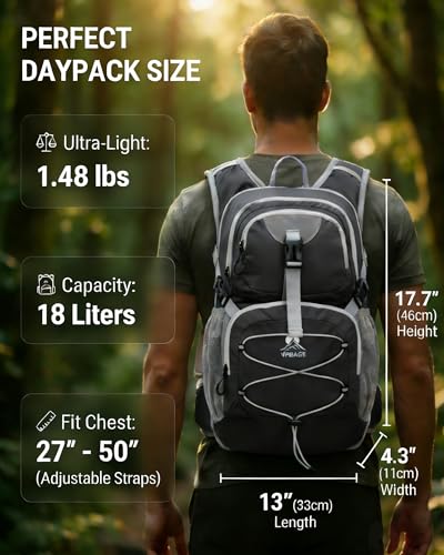 VPBAGE Hydration Backpack with 2L Bladder β Thermal Insulated Water Pack for Hiking, Skiing, Running β Lightweight Daypack for Men & Women, Soft-Lined Sunglasses Pocket & Large Waist Pockets - color: Black