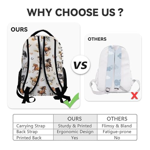 Student Elementary School Backpack - 17 Inch Horse Kids Backpacks - Girls Back to School Gift Bookbag - color: Color4-1