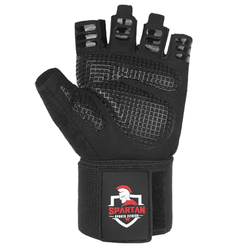 Spartan Gym Gloves for Men & Women – Weight Lifting Gloves with Wrist Support, Full Palm Protection, Breathable Non-Slip Grip for Weightlifting, Workout, Training, Fitness, Crossfit, Exercise - size: Large
