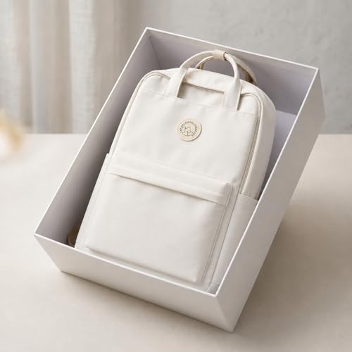 Minimalist Backpack for Women & Men, Lightweight Polyester Laptop Backpack 15 Inch, Casual Travel Daypack (White) - color: White