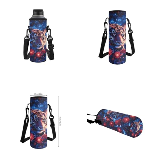 Aesthetic Tiger Backpack for Kids Girls Backpack with Lunch Box Water Bottle Carrier and Zipper Pencil Case 4PCS Set Bookbag with Front Pocket for School 17 inch Large Capacity School Bag - color: Aesthetic Tiger-2