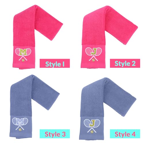 OXYEFEI Tennis Towel,Tennis Gift for Men, Women,Lovers,13”x 43” Cotton Embroidered Tennis Towels (Pink, Initial-D) - color: Pink, size: Initial-D