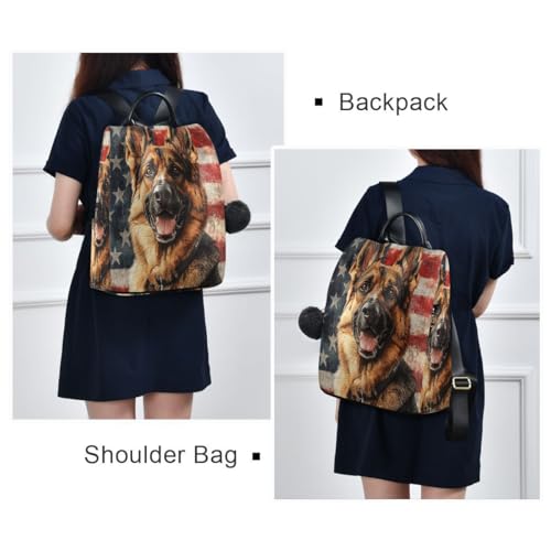 ALAZA German Shepherd American Flag Independence 4th Of July Trips Hiking Camping Rucksack Pack for Women - color: multicolor 15