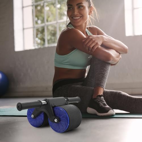 VOSAREA Automatic Rebound Abdominal Muscle Wheel Roller with Dual Wheels and Knee Pad, Silent Core Strength Fitness Equipment for Home and Gym Workout