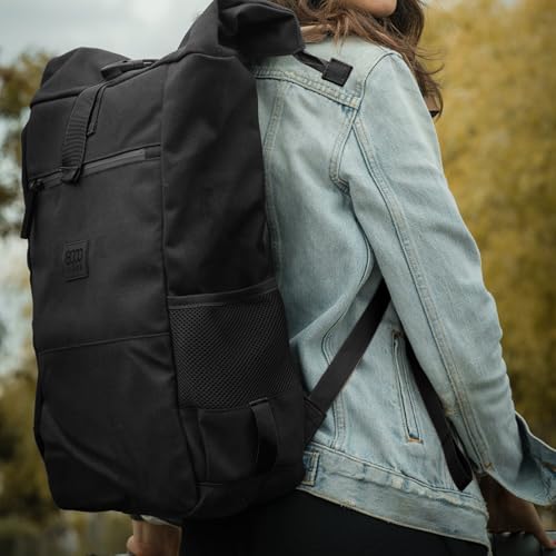 8000Kicks Everyday Hemp Backpack - Lightweight and Waterproof Backpack with Anti-theft pocket and Spacious Interior (Solid Black) - color: Solid Black