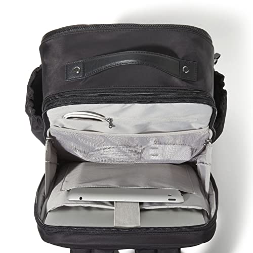 Baggallini Tribeca Expandable Laptop Backpack - 15"x11" Lightweight RFID Computer Bag for Work & Travel with Luggage Sleeve - color: Smoke Twill