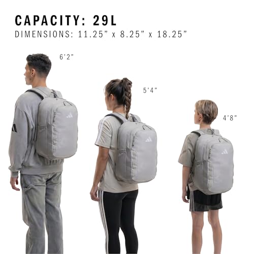 adidas Amplifier Backpack for Laptop, School and Gym, 28L, Grey Two/Grey Three/Regular, OSFA - color: Grey Two/Grey Three/Regular