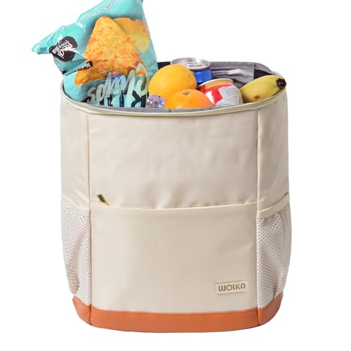 Insulated Cooler Backpack Outdoor - Leak Proof Backpack Cooler 30 Cans, Waterproof Lightweight Cooler Bag for 12h Hot/Cold Retention - Soft Cooler for Travel, Camping, Beach, Lunch - color: Creamy-White