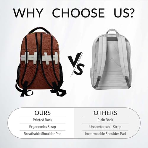 Football Backpack for Boys Kids School Backpack - Sport Theme Bookbag for Elementary Middle Back to School Gifts (17 Inch) - color: Brown