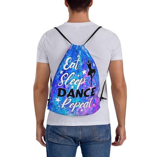 Eat Sleep Dance Repeat Drawstring Backpack Gym String Bag Drawstring Sackpack Sport For Womens Mens - color: Dance