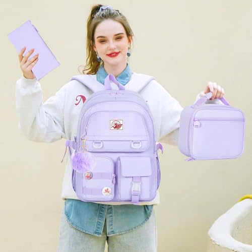CCJPX Girls Backpack, 16 inch School Laptop Bag College Bookbag, Anti Theft Daypack for Teens Girls Students Women - color: Purple