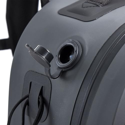Xelfly Waterproof Fishing Backpack G2 with Rod Holder, Inflatable Air Valve, Padded Waist Straps & Gear Loops - Submersible Zipper, Rugged Top Handle, Adjustable Attachments (Gray) - color: Gray, size: G2 Backpack