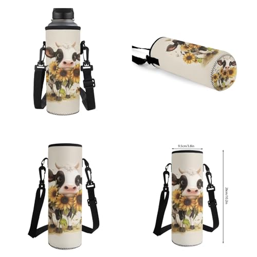 Cartoon Cow Sunflower Bookbag for Girls Boys Elementary Middle School Backpack with Lunch Box Pencil Case Water Bottle Holder Trendy School Bag 4 in 1 for Kids Back to School Supplies - color: Cartoon Cow Sunflower