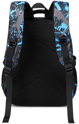 Boys Backpack for Elementary Kids Bookbag Middle School Bags Heavy Duty Soccer Laptop Durable Waterproof 18 In (2-Blue) - color: 2-blue
