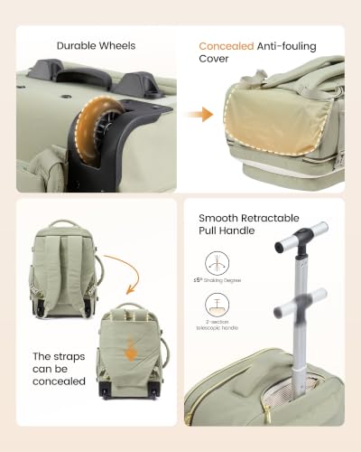 LOVEVOOK Rolling Backpack for Women, 40L Carry On with Wheels, 15.6'' - color: Lavender-beige-purple, size: 20 Inch Carry on-56L-3Pcs