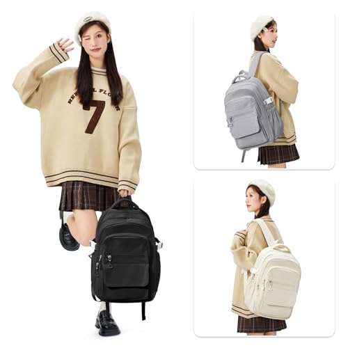 Black Backpacks For School Women Men,Lightweight College Backpack With Lots Of Pockets,Simple Middle School Bag,Cute Bookbag For Teens Boys Girls - color: A1-black