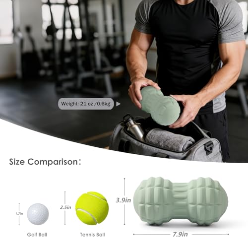 Silicone Vibrating Peanut Massage Ball Roller, Green | Water Resistant , Electric Double Lacrosse Massage Ball, 4 Intensities, For Muscle Tightness Deep Tissue, For Foot Back Hip - color: Green