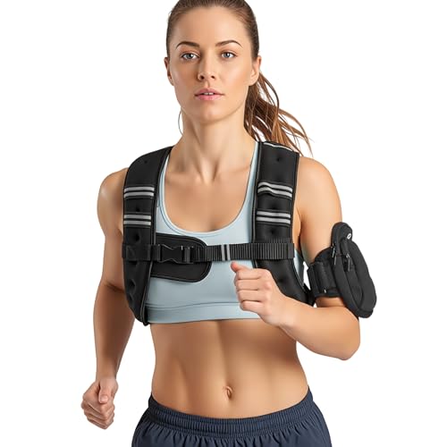 VEVOR Weighted Vest, 6lbs/8lbs/10lbs/25lbs Body Weight Vest for Men Women, with Reflective Stripe, Adjustable Buckle, Workout Equipment for Strength Training, Running, Jogging, Fitness, Muscle Building, Weight Loss - size: 8 lbs