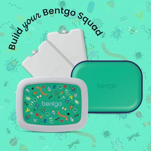 Bentgo Kids Lunch Bag - Durable, Double-Insulated Lunch Bag for Kids 3+; Holds Lunch Box, Water Bottle, & Snacks; Easy-Clean Water-Resistant Fabric & Multiple Zippered Pockets (Bug Buddies) - color: Bug Buddies