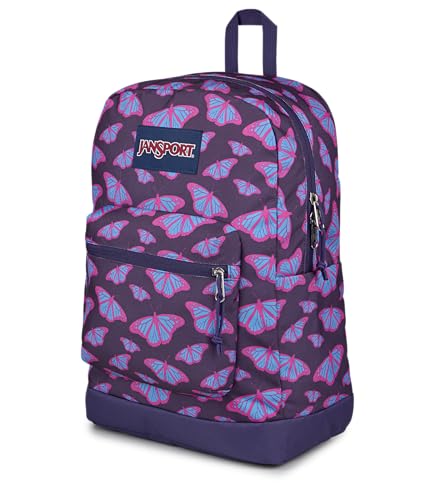 JanSport Cross Town Plus Backpack - Large Main Compartment, Side Water Bottle Pocket, 15-Inch Padded Laptop Sleeve - Flutter By Purple - color: Flutter By Purple